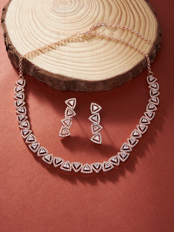 Women Rose Gold-Plated & White CZ Studded Jewellery Set