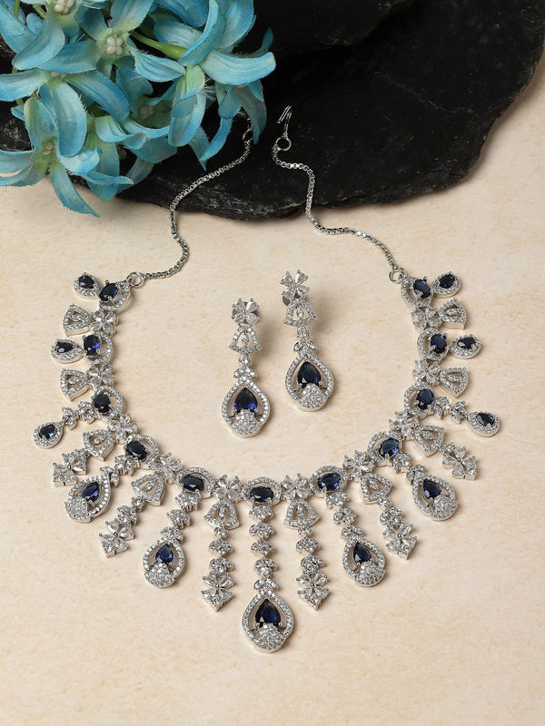 Rhodium-Plated AD-Studded Jewellery Set