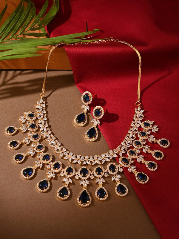 Gold-Plated American Diamond Studded Jewellery Set