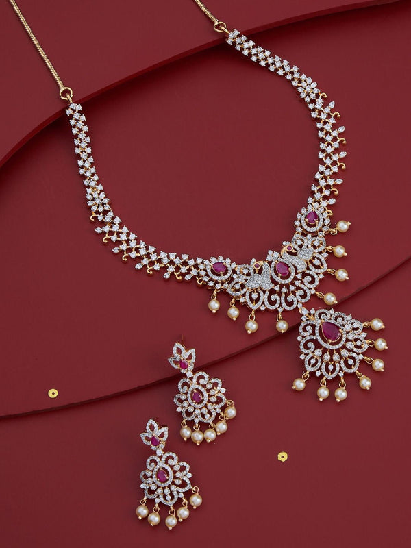 Ruby Gold-Plated Party Zircon Jewellery Set