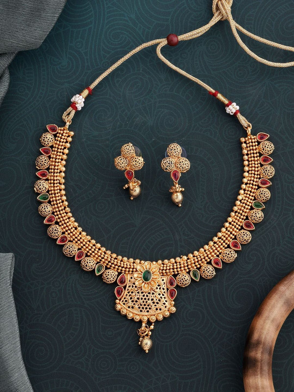 Gold-Plated Stone-Studded Jewellery Set