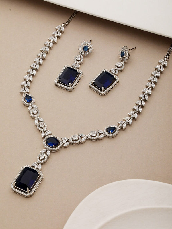 Silver-Plated CZ-Studded Jewellery Set